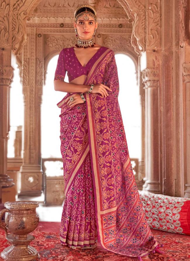 Georgette Dark Pink Traditional Wear Printed Saree